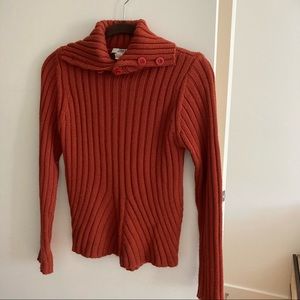 Burnt orange ribbed sweater, size small.